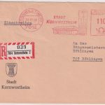 BRD - Kornwestheim 1968 110 Pfg. AFS "Stadt Kornwestheim" Einschreibebrief