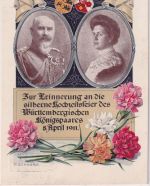 DR - 5 Pfg. Germania Privatganzsache Blumentag/Silberhochzeit Neresheim 1911
