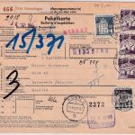 BRD - 3x2 DM gr. Bauwerke u.a. Paketkarte n. BELGIEN Winterlingen Antwerpen 1969