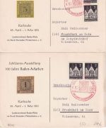 BRD - Karlsruhe 100 Jahre Badenmarken SST 3 Schmuckkuverts 1.5.1951