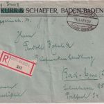FZ/Baden - Baden-Baden 2 14.4.47 Gebühr bezahlt Einschreibebrief n. Bad Ems