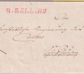 Baden/Schweiz - R.Zell R" (Radolfzell) roter L1 Dienstbrief n. Schaffhausen 1827