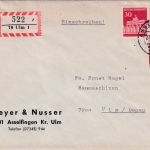 BRD - Asselfingen 1966 Poststelle I Einschreibebrief R-Zettel Ulm !!
