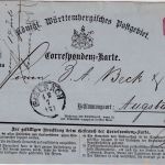 Württemberg/Bayern - 3 Kr. Ganzsache/Karte K1 Biberach 12/7 n. Ausgburg 1871