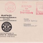 DR - München 8 22.8.38 5 Pfg. AFS "RAFADI Fahrradschutz" Ortskarte