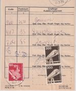 BRD - 2x300+60 Pfg. I&T Paketzustellliste Poststelle II Gottfrieding 1988