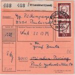 BRD - 2x50 Pfg. Bed. Deutsche Wertpaketkarte Pauluszell - München 1965