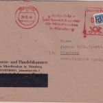 Bizone - Nürnberg 5 24.10.49 10 Pfg. AFS "IHK Mittelfranken" + NO Ortsbrief