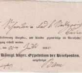 Bayern - Bamberg 1835 Briefpost-Aufgabeschein f.e. Sendung n. Bayreuth