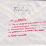 BRD/Postkrieg - 80 Pfg. Heimatvertriebene Brief i.d. DDR Hamburg 1986