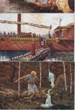 DR - Dt. Sagen Nibelungen I Kartenserie (6 Stück) Uvachrom Bildkarten Serie 405
