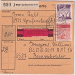 BRD - 2 DM+60 Pfg. gr. Bauwerke Schnellpaketkarte Grafenrheinfeld 1968