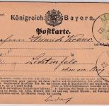 Bayern - 2 Kr. Wappen Ganzsache Karte K1 Kissingen 6/5 n. Lichtenfels 1874