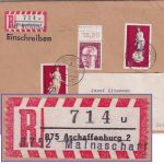 BRD - Mainaschaff Aushilfs-R-Zettel Einschreibebrief n. Weiden 1974