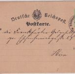 DR - 1 Kr. gr. Brustschild Ortskarte K1 Frankfurt a/M. 1.3.74