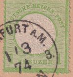 DR - 1 Kr. gr. Brustschild Ortskarte K1 Frankfurt a/M. 1.3.74