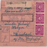 All.Bes. - 7x40+30 Pfg. Ziffer Paketkarte Dillingen - Simbach 18.12.46