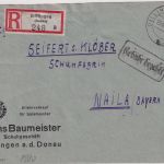 All.Bes. - Dillingen 13.6.46 Gebühr bezahlt Ra1 Einschreibebrief n. Naila