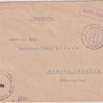 All.Bes. - Dillingen 17.11.45 Gebühr bezahlt roter Ra1 Zensurbrief n. Berlin