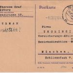All.Bes./RPD München - 6 Pfg. Aushilfs-Ganzsache Augsburg - München 28.9.45