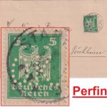 DR - 5 Pfg. Adler Perfin "OK" (AOK) karte Starnberg - Puchheim 6.8.25