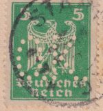 DR - 5 Pfg. Adler Perfin "OK" (AOK) karte Starnberg - Puchheim 6.8.25