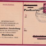 DR - 6/15 Pfg. Hindenburg/Überdruck Ganzsache priv. Zudruck Mindelheim 1943