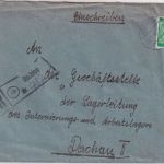 All.Bes. - Buchloe 1948 Einschreibebrief ins Arbeits-/Internierungslager Dachau