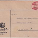 All.Bes. - Kempten 2 26.11.45 Gebühr bezahlt roter Ovalstpl. Brief n. München