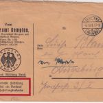 DR - Kempten 4.11.31 Frei d. Ablösung/Zustellurkunde n. Augsburg