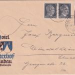 DR - 2x1+10 (Oberrand) Pfg. AH illustr. Hotelbrief Lindau - Mindelheim 5.6.43