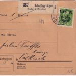 Bayern - 1,25 M. Ludwig/Überdruck Paketkarte/Selbstbucher Scheidegg 30.3.20