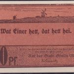 DR-Infla - Strelitz i.M. 10 Pfg. Reutergeld 1922 kassenfrisch