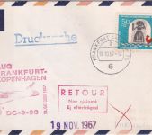 BRD - 50 Pfg. Wofa GrimmIX Luftpostdrucksache SAS Erstflug Frankfurt 1967