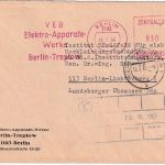 DDR - Berlin 1968 30 Pfg. AFS "VEB Elektro-Apparate-Bau Treptow" ZKD-Ortsbrief