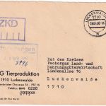 DDR/VGO - Luckenwalde 1990 portofreier ZKD-Ortsbrief "VEG Tierproduktion"