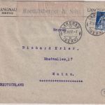 Schweiz - 25 Rp. sitz. Helvetia Zensurbrief n. Mainz 1917 - Zensur Frankfurt a/M