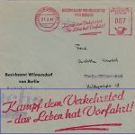 Berlin - Wilömersdorf 1957 "Kampf dem Verkehrstot" Masch.werbestpl. Drucksache