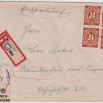 All.Bes. - 4x24 Pfg. Ziffer Einschreibebrief Engelsdorf Neunkirchen 1947 Zensur