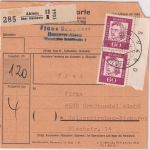 BRD - 60 Pfg. Bed. Deutsche senkr. Paar/Bogenzählnummer Paketkarte Ahlem 1962