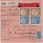 BRD - 2x15+2x70 Pfg. Heuss I + NO Schnellpaketkarte Kirchzell ü. Miltenberg 1955