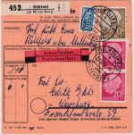 BRD - 70+2x20 Pfg. Heuss I + NO Schnellpaketkarte Röllfeld ü. Miltenberg 1954