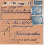 BRD - 30 Pfg, Heuss I waagr. Paar + NO Paketkarte Miltenberg Land 4.2.55