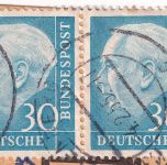 BRD - 30 Pfg, Heuss I waagr. Paar + NO Paketkarte Miltenberg Land 4.2.55