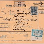 Ungarn/Slowakei - 10 F. Paketkarte + Zusatz Jaszo 1917