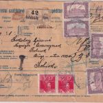 Ungarn/Slowakei - 4x50 F. Parlament u.a. Paketkarte Felsovizköz - Szolnok 1918
