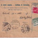 Ungarn/Slowakei - 4x50 F. Parlament u.a. Paketkarte Felsovizköz - Szolnok 1918