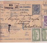 Ungarn/Slowakei - 10 F. Paketkarte + Zusatz Ledniczrona - Szolnok 1918
