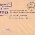 DDR - Berlin-Weissensee 1968 portofreier ZKD-Ortsbrief "VEB Isokond"
