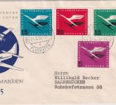 BRD - Lufthansa Flugdienstbeginn Satz Schmuck-FDC Frankfurt Flughafen 31.5.55